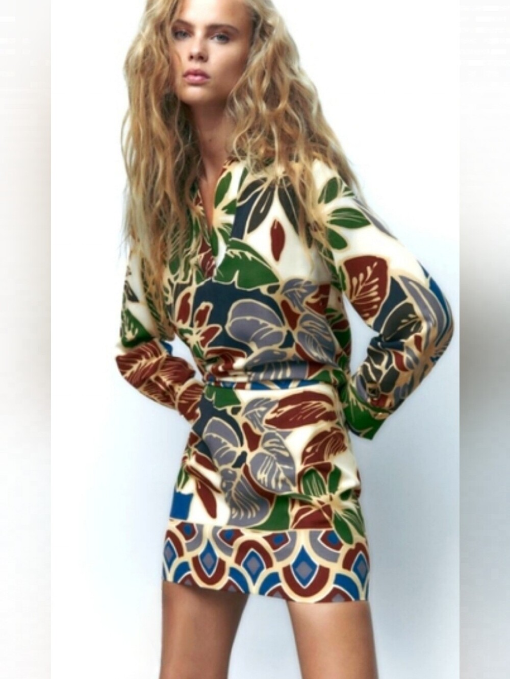 Zara NWT Abstract Print Shirt Mini Skirt 2Pc Set XS/S Vacay Geometric Tropical